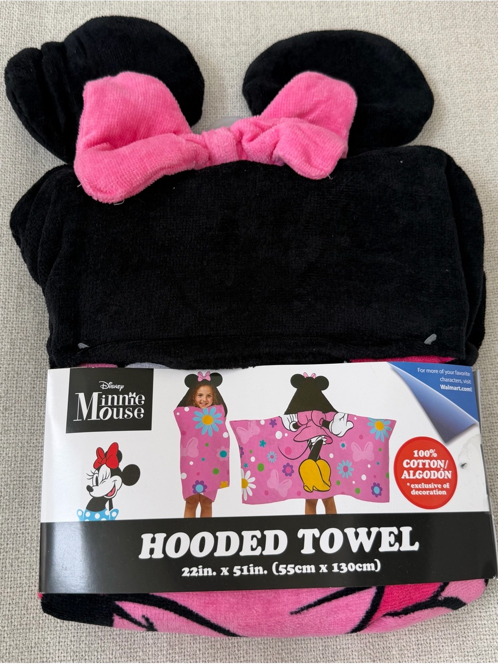 Disney Minnie Mouse Black & Hot Pink Hooded Towel